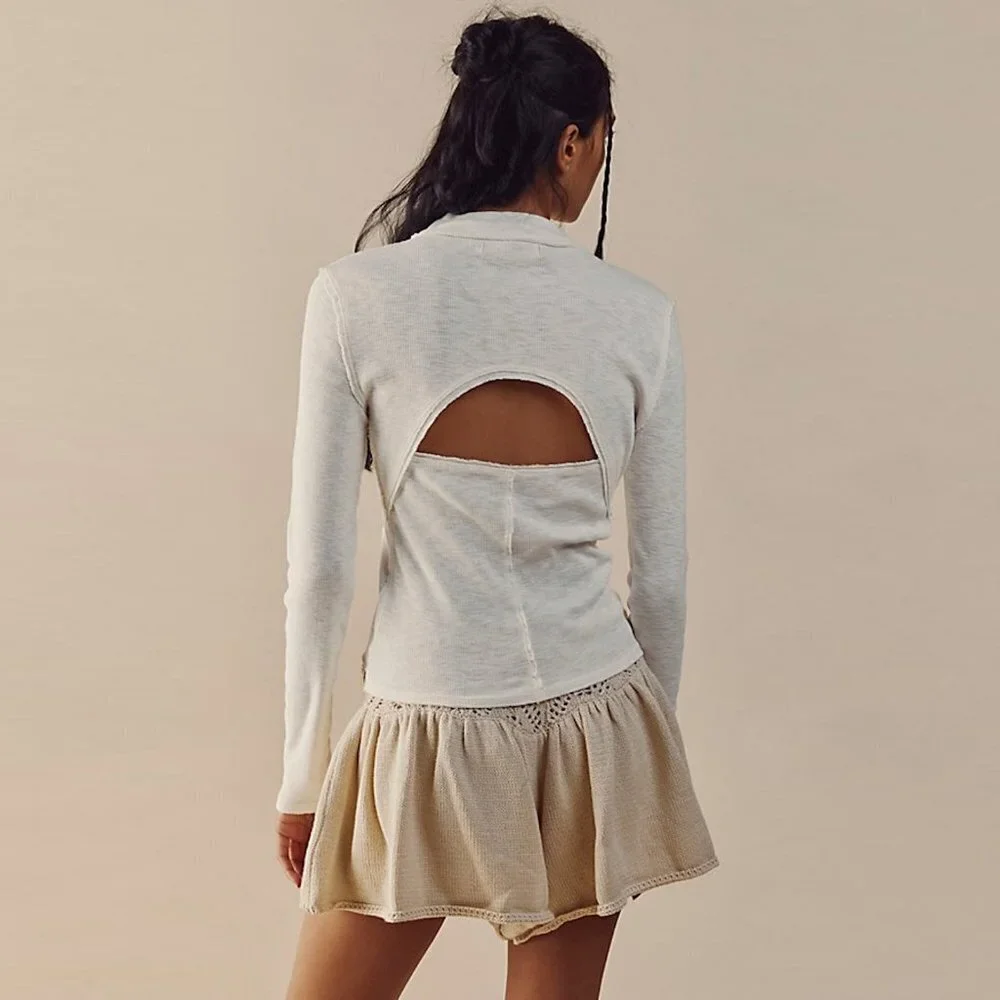New Free People Ivory Cotton Distant Sun Tee Size XS